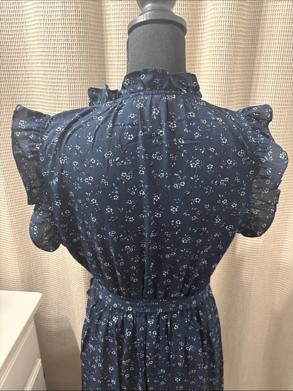 kate spade Navy Blue Floral Maxi Dress with Ruffle Details